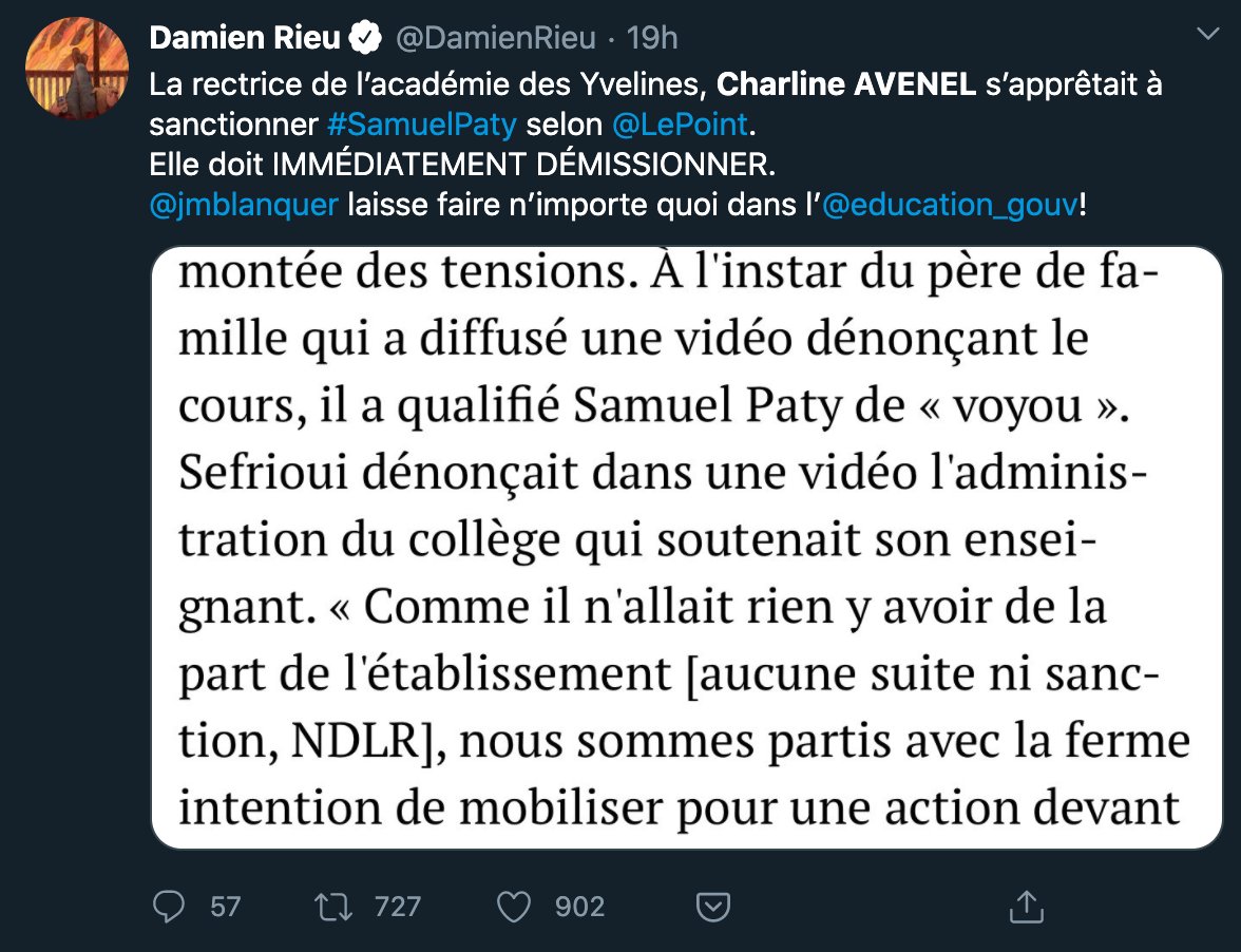 Et j'oubliais évidemment le tweet de  @DamienRieu, largement relayé.