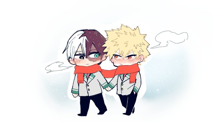 リクエストから「制服で初々しく手を繋いでる轟爆」❄️? 