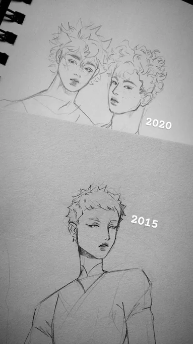 dug up my old sketchbook. I think the old faces I drew are still charming, even if they're a bit wonky. 