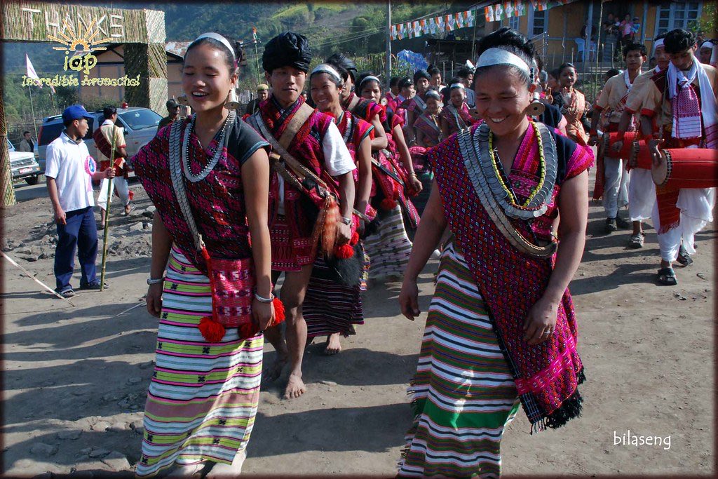 Arunachal Pradesh- Buiya Dance -performed by the Digaru Mishmis, the ladies stand in a straight line paving the way for a formation with the men playing different instruments like drums, gongs and cymbals