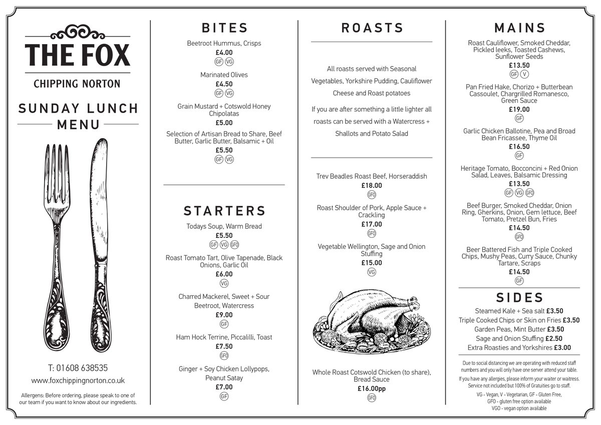 thefoxatchippy's tweet photo. Get someone else to do the dishes! Join us for Sunday Lunch. Check out our example menu. Book your Table or Booth today 🍻🍽️ https://t.co/gcmDNc7Vu0 or call us on 01608 638535 #yourlocal #sundaylunch https://t.co/aDOTMf7kLl