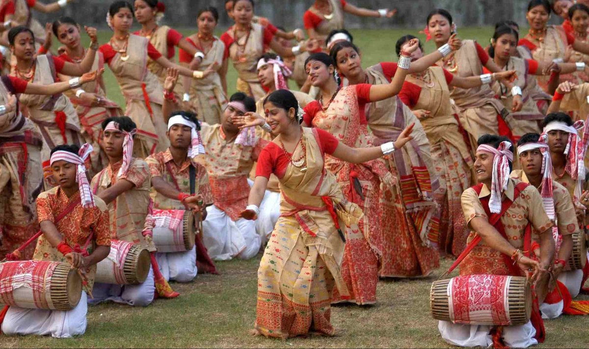 Assam- Bihu Dance -it pretty much dominates all the Bihu festivals, performed by young people symbolising love and affection. Dances can be in rows or circles and is honestly beautiful to watch and listen to.