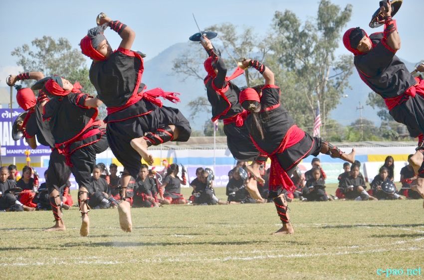 Manipur- Thang ta Dance -an incredibly beautiful martial arts form of dance by people from all walks of life in Manipur, it portrays mastery in swindling sharp metallic swords , daggers to wooden spears while flying graceful in a swift motion