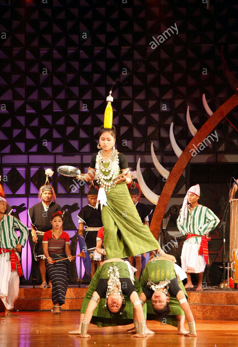 Tripura- Hojagiri Dance -a well know traditional dance form where women are seen balancing earthen lamps, bottles and plates, it a major dance form from Tripura.