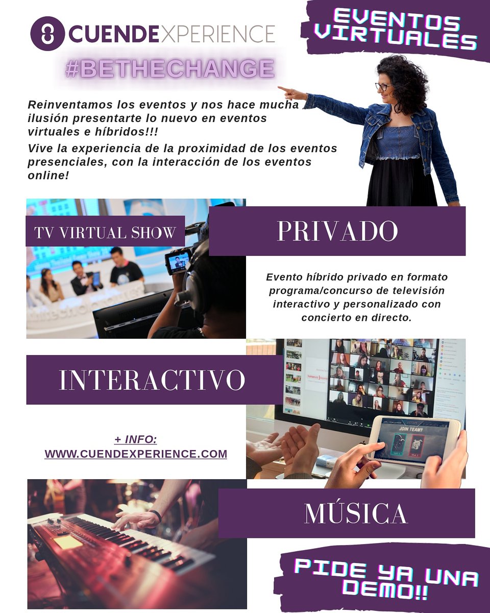 CuendeXperience's tweet photo. #eventosvirtuales #eventoshibridos #virtualshow #eventoprivado #interactivo #música #teambuilding #hacemoseventos #culturasegura 
#BeTheChange by https://t.co/D6fx8EVMbY https://t.co/Ha8B6sxG5u