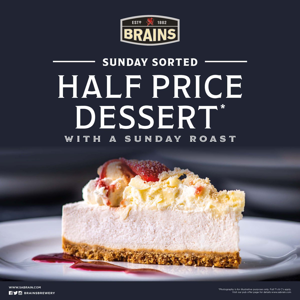 Don't forget our half price dessert offer today! #LoveSundays  #LoveYourLocal