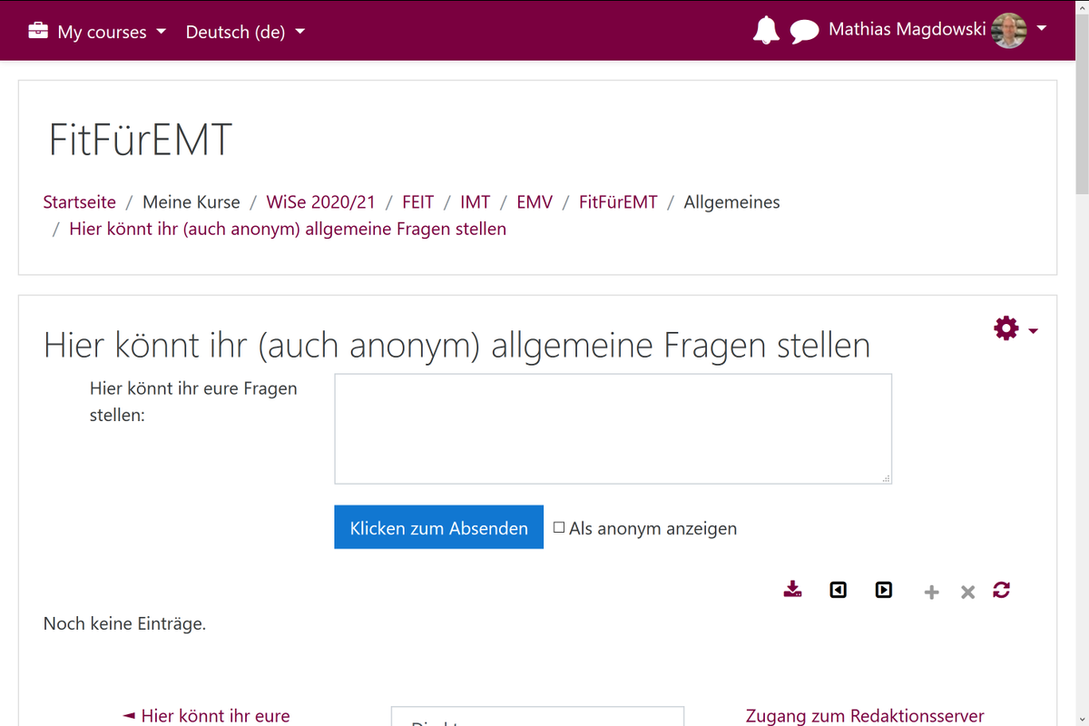MMagdowski's tweet photo. Auch die anonym nutzbaren #HotQuestion-Fragensammlungen im #Moodle-Kurs von #FitFürEMT wurden kaum genutzt.
Ich vermute zwei Gründe:
1. Fachliche #Elektrotechnik-Fragen sind nur in Textform sehr schwer auszudrücken.
2. Es gab in den Zoom-Tutorien genug Raum, Fragen zu stellen. https://t.co/oaI5zpL7h0