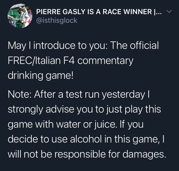 StrugglesF3's tweet photo. not a struggle, just cool - thanks @isthisglock
we’ll definitely play this for the final race today https://t.co/hjZ76wGHiY