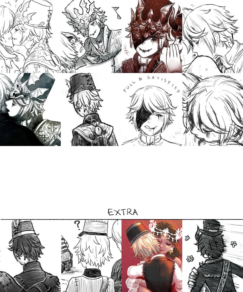 Victor Grantz ?? #samecharacter 
lol I drew him a lot.... I had to separate it into 3 pics to make it less crowded....
- Default & B-tier skins
- Keyboard (+ oni version)
- The Embrace
and extra: victor's back ? 