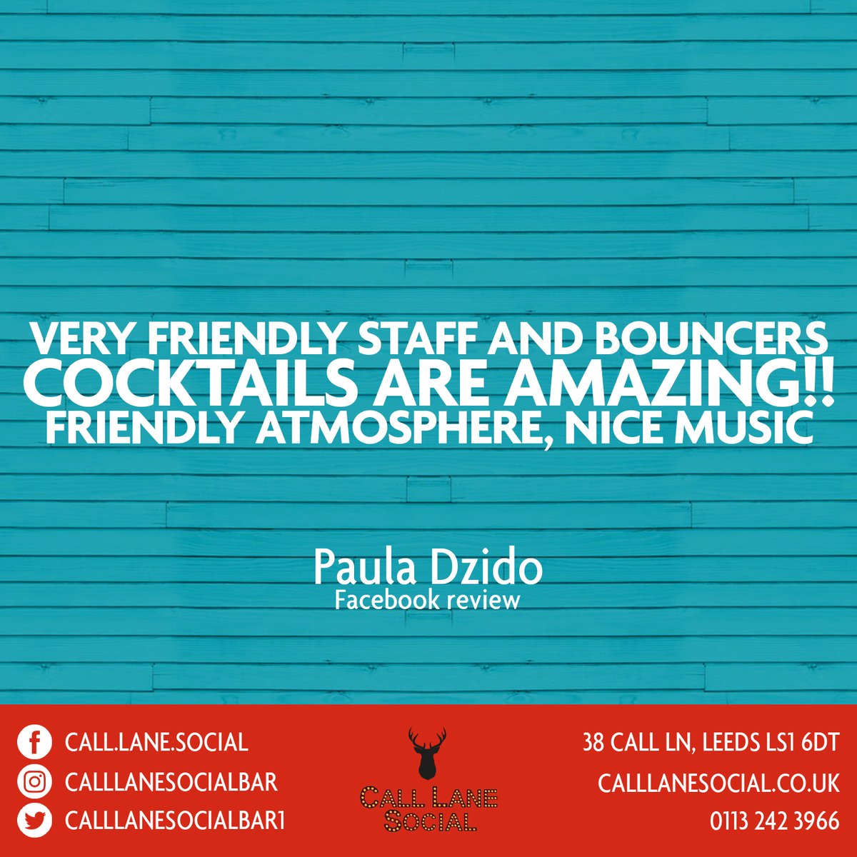 Check out this incredible review from one of our lovely customers...🤩

If you've enjoyed your visit with us then why not leave us a review for a chance to be featured on our socials 📲

#CallLaneSocial #Leeds #CallLane #CLS #drinks #music #latenightleeds #party #bar #cocktails