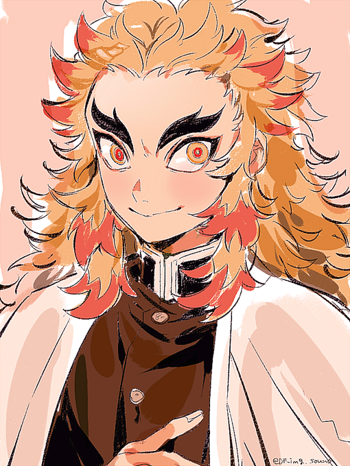 ソウノさんがTwitterに投稿した煉獄杏寿郎(鬼滅の刃)のイラスト。