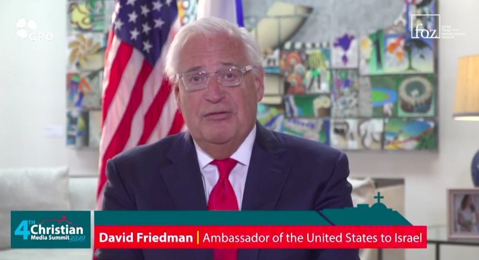 GPOIsrael's tweet photo. .@USAmbIsrael Friedman: On Rosh Hashana, the Torah reading was about Isaac and Ishmael, the fathers of the Jewish and Arab nations, who had a rivalry but reconciled and buried Abraham together. A few days after the Abraham Accords, this moved me profoundly.
#cms2020 #cmsisrael https://t.co/xtehkQ6swR