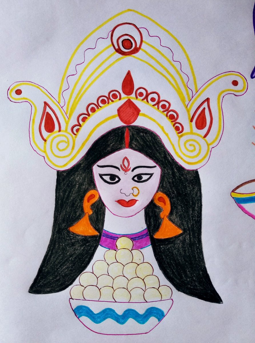 Sketch of Goddess Durga Maa or Durga Closeup Face Design Element in Outline  Editable Vector Illustration for a Dasara Festival Stock Vector -  Illustration of drawing, dashami: 197203859
