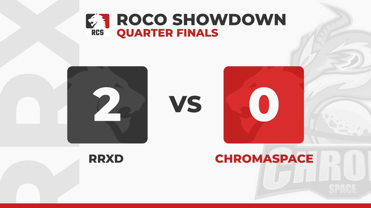 RRXD is on a roll! They defeat ChromaSpace and are the first team to place for the Semi Finals!

Full brackets here: challonge.com/RCSP1D1/module