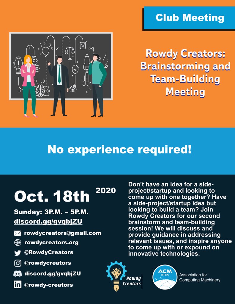 ‼️Join us TODAY‼️
From 3pm-5pm Rowdy Creators will be hosting our second brainstorm/team building meeting on our Discord: discord.gg/gvqbjZU