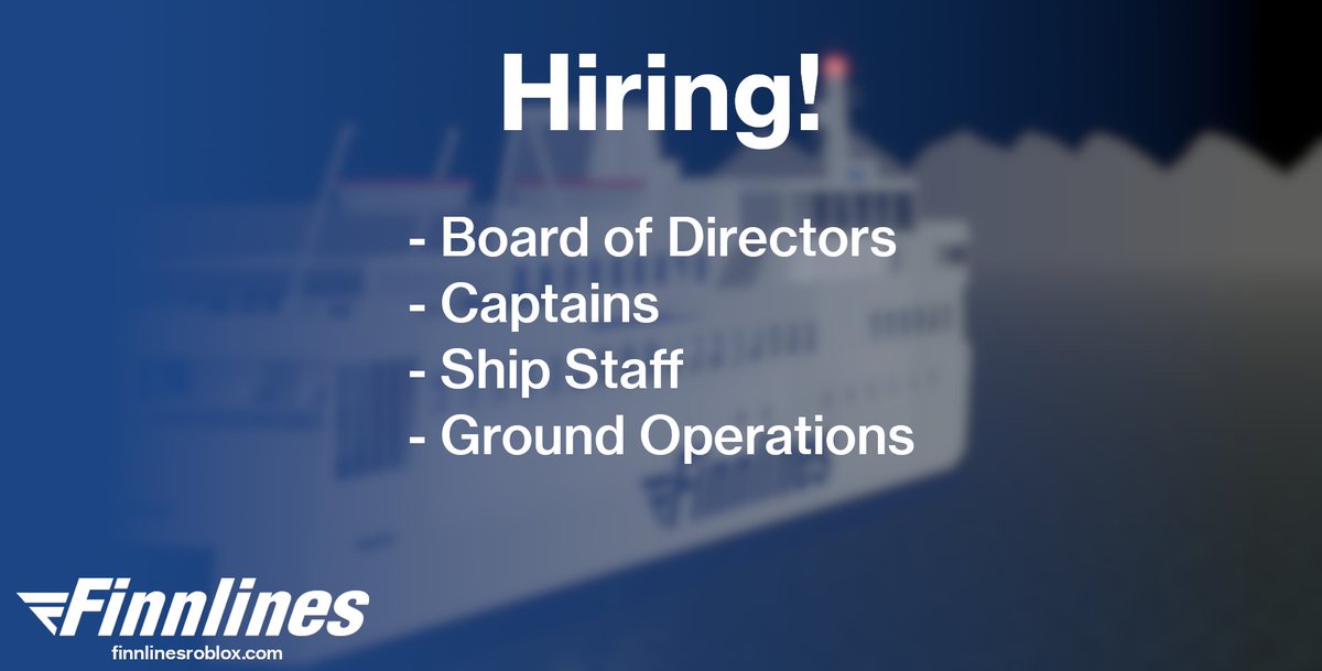 FinnlinesRoblox's tweet photo. We are hiring!
If you would like to apply, join our communications server!
https://t.co/sMD76xkPtl https://t.co/qXw4XdKXMQ