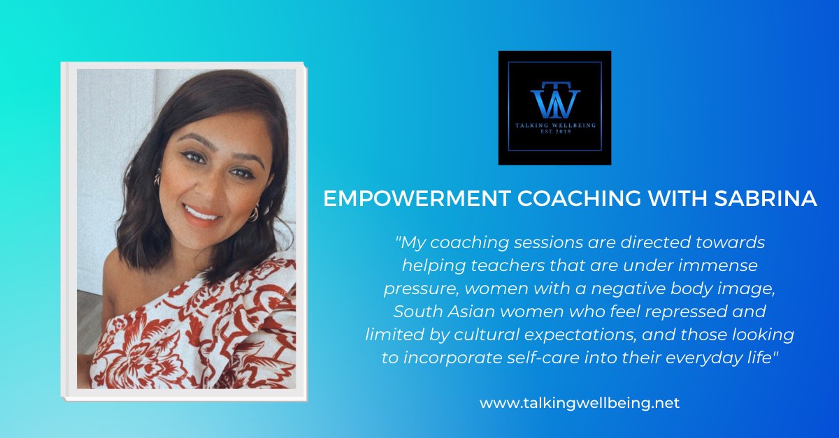 Interested in booking a coaching session with Sabrina? Visit: talkingwellbeing.net/sabrina-cheema…

#LifeCoach #coachingforwomen #teacherwellbeing #teachersmatter #teacherlife #SouthAsian #Southasianwomen #SelfCare #Worklifebalance #worklifeharmony #wellbeingatwork #wellbeingmatters