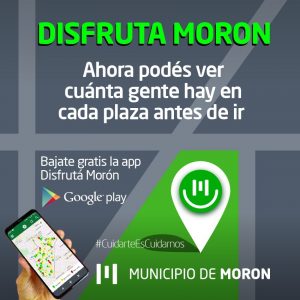 El Municipio de Morón creó la app Disfrutá Morón con el objetivo de prevenir riesgos de contagio de coronavirus en espacios públicos. Según se informó, monitorearán estos espacios los días sábados, domingos y feriados a partir del 17 de octubre.