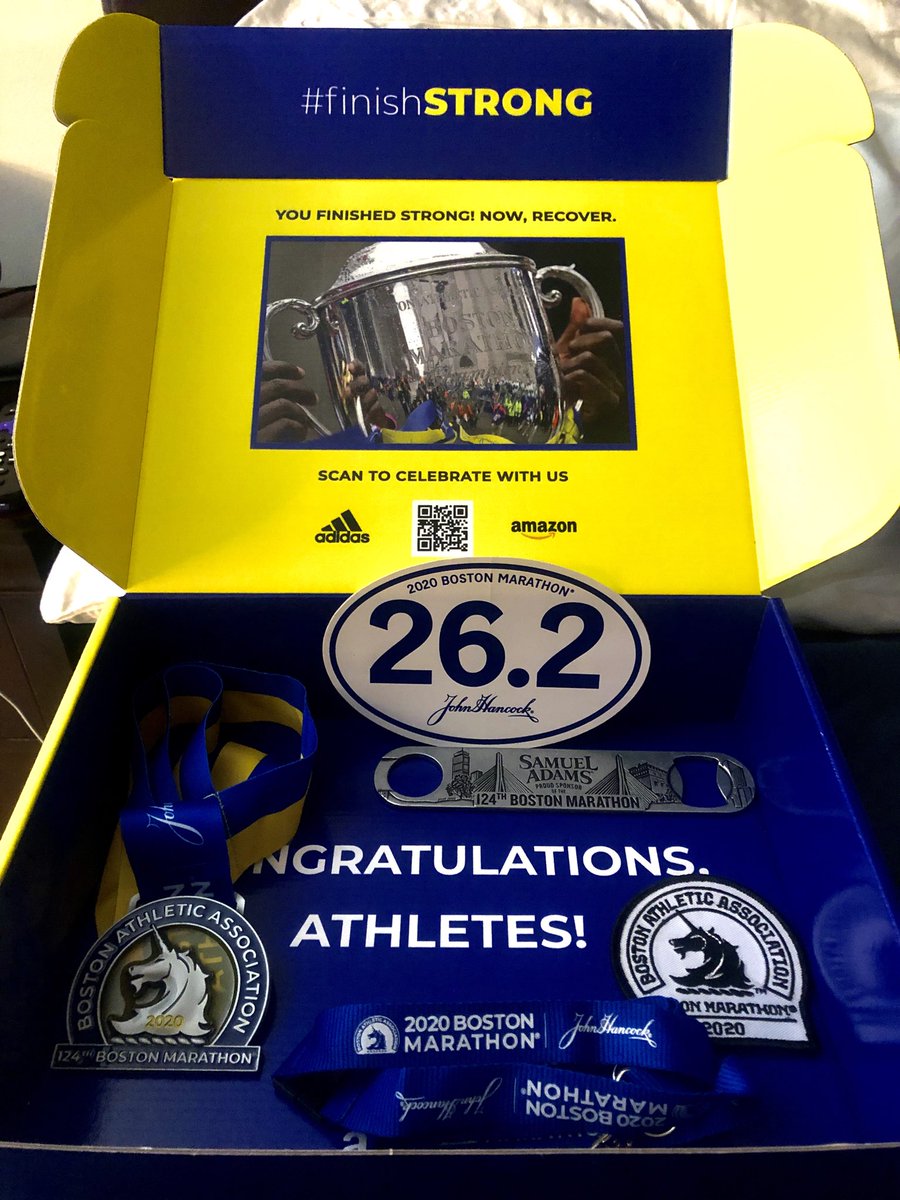 RunMike26's tweet image. Received ⁦@bostonmarathon⁩ post-race package. I’ll always remember this unique year and marathon.  See you in Boston April 2021! #FinishStrong