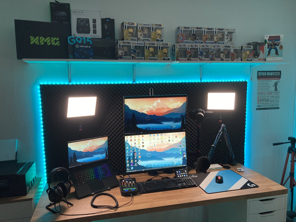 kaev2K's tweet photo. Upgraded my desk light as well as my on stream background lighting game by a lot! Nanoleafs thanks to my wife😍🥰
#xmg_gg #xmg #fusion15 #nanoleaf #logitech #g915 #gpw #twitch #twitchstreamer #werbung #tchelicon #kevin2K https://t.co/Fd0iooxp1W