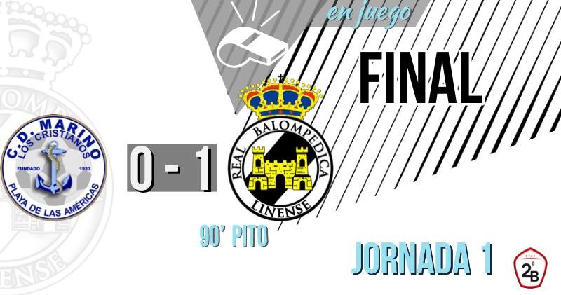 🏆Liga 2aB G-IV-A Jornada:1/18.

⚽️<a href="/CDMarinoOficial/">CD Marino</a> Vs <a href="/RBL1912/">Real Balompédica Linense</a>

⏱Min. 94 | Final con los tres puntos en el debut de la temporada 20-21! Luchado partido #CDMarino 👋 Suerte y nos vemos en casa!

⚪️🔵0-1⚪️⚫️

📡 #BalonaLive
#️⃣ #MarinoBalona
#JuntosVenceremos🖤