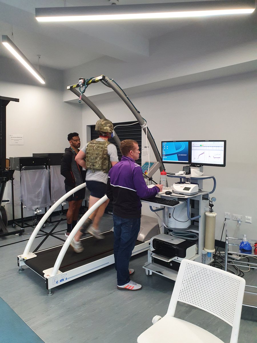 Great to see military students on the applied exercise physiology module of our BSc (Hons) Strength and Conditioning (Armed Forces) programme linking laboratory based testing to the demands of Ground Close Combat (GCC) with Dr Mark Homer #thetacticalathlete