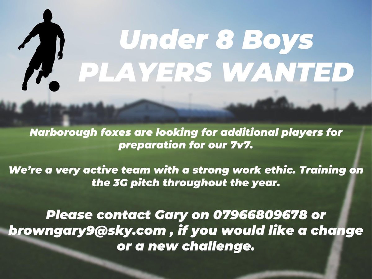 Narborough Foxes (@nffc2016) on Twitter photo ATTENTION FUTURE FOXES!!
Our U8’s are looking to expand, please see details below if your interested.
#upthefoxes #futurefoxes 🦊🔴⚫️ ATTENTION FUTURE FOXES!!
Our U8’s are looking to expand, please see details below if your interested.
#upthefoxes #futurefoxes 🦊🔴⚫️