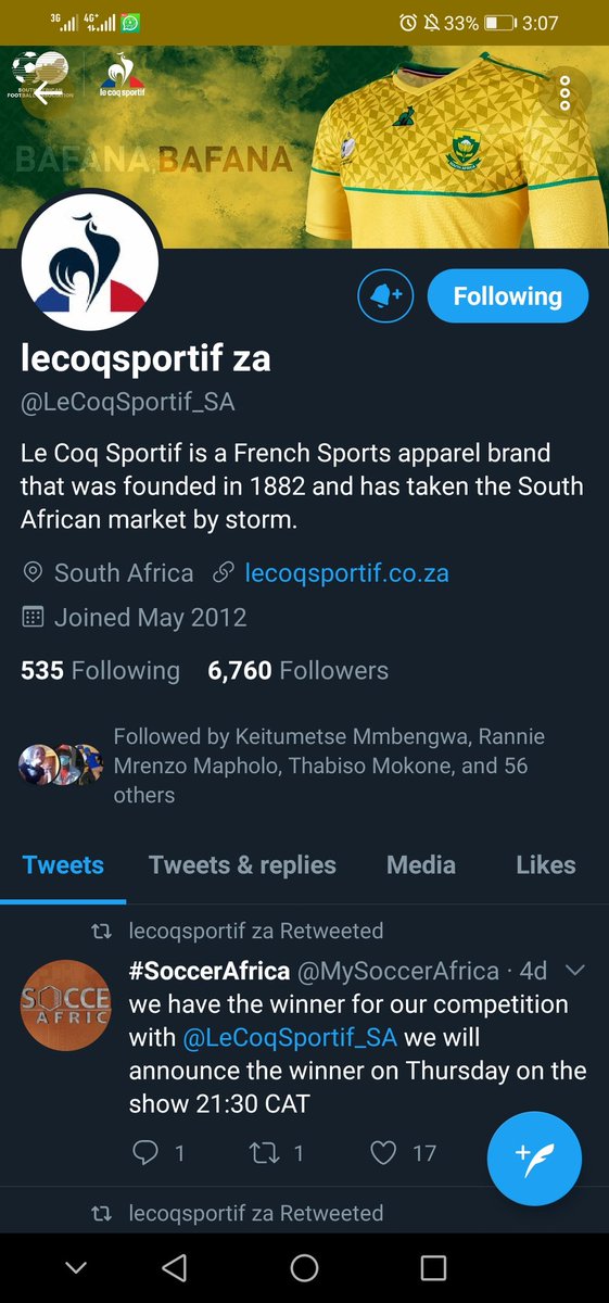 let_angie_be's tweet photo. @OnThePitch_za @BafanaBafana @LeCoqSportif_SA Followed both pages ☑️
@brazil_nqini
@LisahMadyibi
@khumalo_pammy
@One_Lizwi 
@HopeNqini
@selonatyshay
@mom7791
@iviwe_mcobothi
@KingGRRRR
@swelenmngoma
@Antlahla 
#BafanaBafana
Kindly please follow these awesome pages @OnThePitch_za and @LeCoqSportif_SA https://t.co/qp661JASWt
