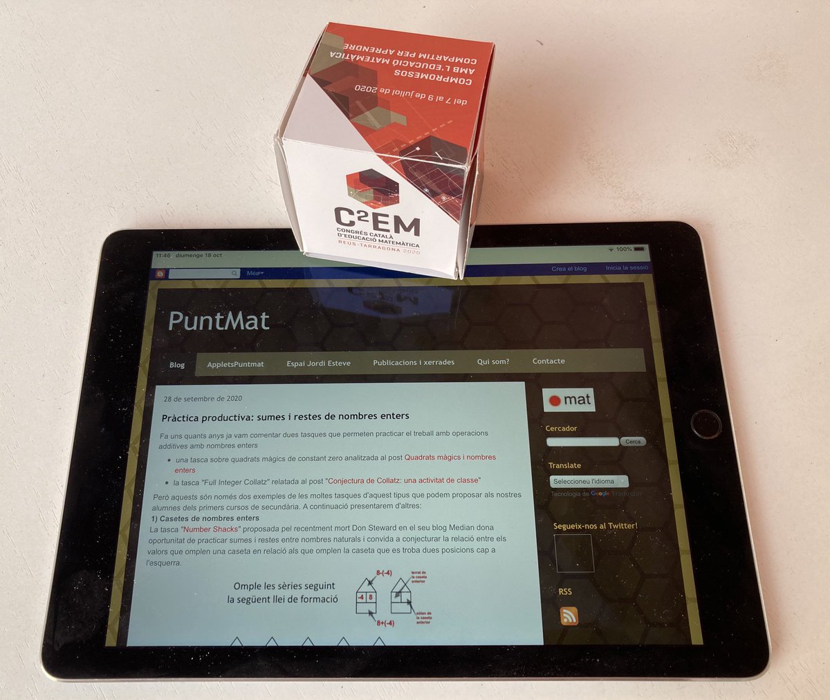 PuntMat's tweet photo. El @PuntMat es suma a la campanya #c2em3 per convidar a tots els mestres al proper @C2EM2020 que es celebrarà telemàticament els dies 13-15 de novembre https://t.co/mNSZG0hy5Q https://t.co/IpwvmdPmmh