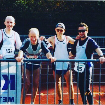 TaritTweets's tweet photo. 20yrs ago this weekend. This GB team of l-r Me, Don Ritchie, Walter Hill & @williamsichel ran round a park for 24 hrs at the 2000 @iaunews Euro 24 hr champs. Managed to push each other to bronze team medals! Donald fell off the tiny podium 🤷♂️#greatweekend #lifedefiningmoments https://t.co/8o4jSjDPnA