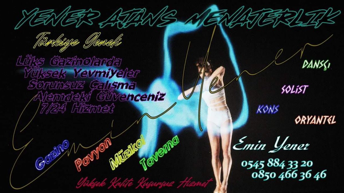 ❇️Türkiye'nin En Büyük Menajerlik Ajansı ❇️
🔷Lüks Gazinolarda 🔷
🔘500 den Başlayan Yevmiyelerle Çalışmak İçin 🔘
0545 884 33 20  📞 0850 466 36 46
  ⛔️Menajer Emin Yener ⛔️#Kons ,#Oryantel , #Solist , #Dansçı , #Gazino , #pavyon , #Müzikol , #Bar , #Yatılıiş, #GazinoMenajeri