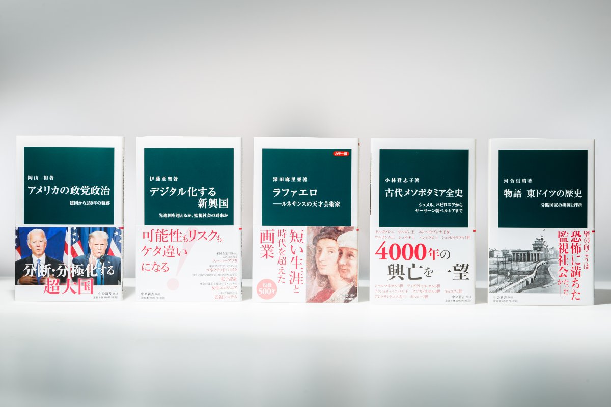 中公新書 A Twitter 10月の中公新書は5冊です 岡山裕著 アメリカの政党政治 伊藤亜聖著 デジタル化する新興国 小林登志子著 古代メソポタミア全史 深田麻里亜著 カラー版 ラファエロ ルネサンスの天才芸術家 河合信晴著 物語 東ドイツの歴史 読書