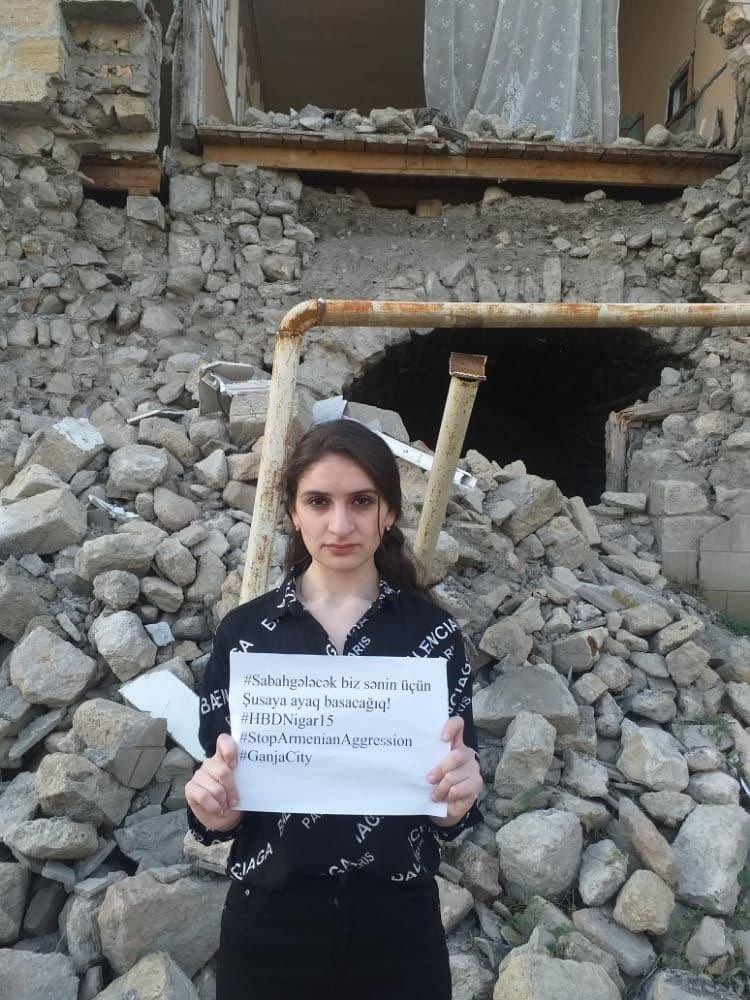 #HappyBirthdayNigar. We are sorry that our neighbor is bloodthirsty #Armenia. Killing civilians/kids is standard practice of Armenia's armed forces.Nigar along with her neighbours were killed day before her birthday as a result of Armenia's deadly missile attack to #GanjaCity