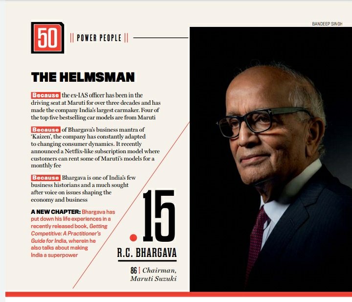 krishnDG's tweet image. In the new @IndiaToday power list, #RCBhargava. In the driving seat at Maruti, India&apos;s largest car maker, which also has 4 of the 5 top selling models, from over three decades. Author of #GettingCompetitive @HarperCollinsIN If he wouldn&apos;t know, who would?