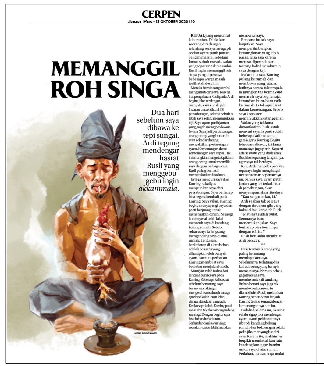 pentilmerah's tweet photo. Hari ini, Minggu, 18 Oktober 2020, cerpen ketiga saya yang terbit di Jawa Pos. Silakan dibaca jika mendapat korannya atau nanti cerpen ini akan tayang di https://t.co/rw1bpcix2H.. Terima kasih. https://t.co/6ra4gLZD0b