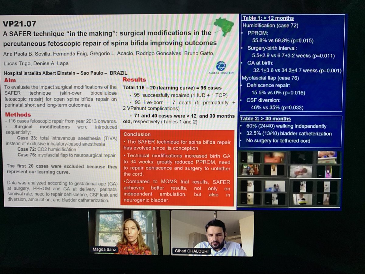 Some very interesting data was just presented in Hub2 regarding #spinabifida prenatal repair, from <a href="/LapaDenise/">Denise Araujo Lapa</a>, Rogelio Cruz-Martinez, and Romain Corroenne. Thank you for the clear presentation, <a href="/masancor07/">Magda Sanz</a>! #ISUOG2020 <a href="/ISUOG/">ISUOG</a>
