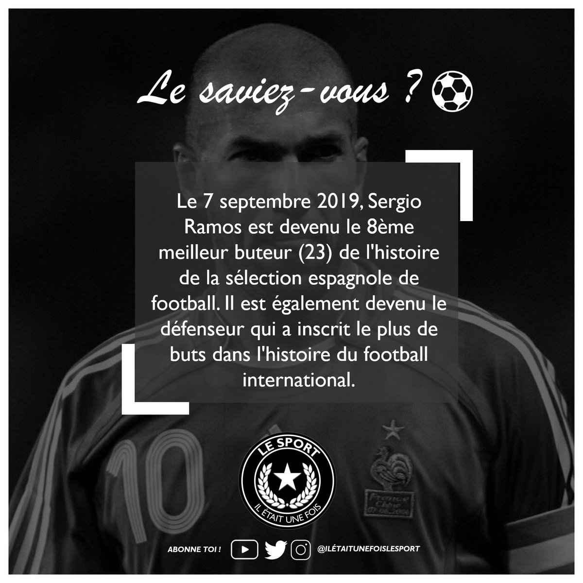 Le saviez-vous ? Le 7 septembre 2019, Sergio Ramos est devenu le 8ème meilleur buteur (23) de l'histoire de la sélection espagnole de football. Il est également devenu le défenseur qui a inscrit le plus de buts dans l'histoire du football international.