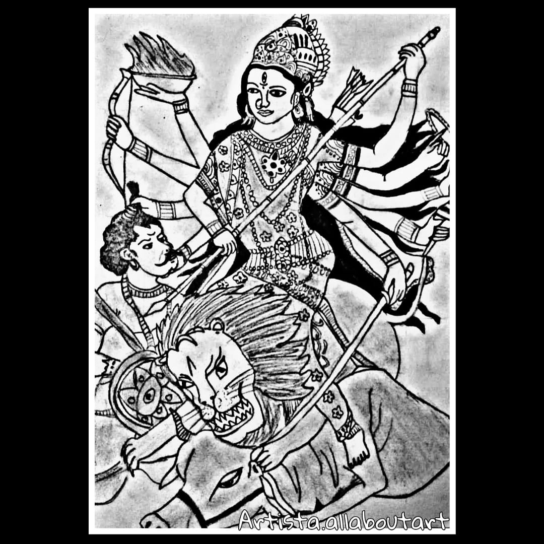 "May Durga Maa Empower You And Your Family With Her Nine Swaroop Of Name, Fame, Health, Wealth, Happiness, Humanity, Education, Bhakti &amp; Shakti."

Happy Navratri!
.
.
.
.

#happynavratri #navratri #navratri2020 #navratrispecial #sketchoftheday #artontwitter