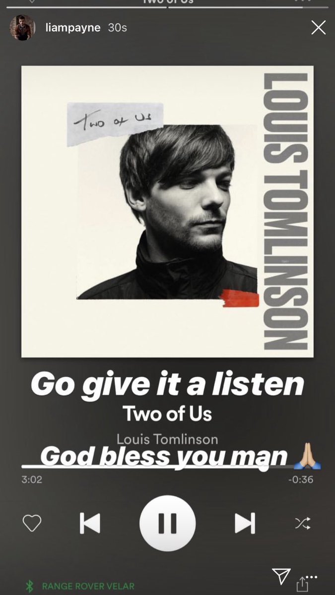 liam sharing louis’ songs on his ig story