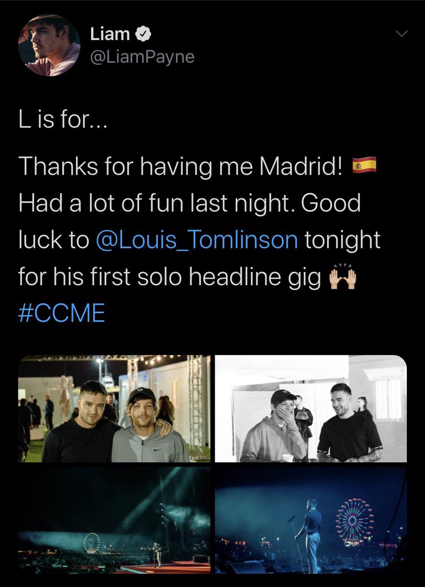 liam wishing louis luck for his first solo headline gig