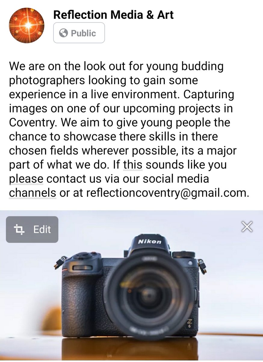 Reflection Media & Community Art (@reflectioncov) on Twitter photo We are on the look out for young photographers looking to gain experience. Please see info in pic. #coventryineffect <a href="/Coventry2021/">Coventry UK City of Culture 2021</a> <a href="/CovUni_CPC/">Postdigital Cultures</a> @covcultureshow @ArtsCoventry <a href="/EmuLambert/">Emma</a> <a href="/ComCultureID/">CU</a> <a href="/picbod/">picbod</a> <a href="/CU_Photography/">CU Photography</a> <a href="/cuphotoshow/">UNFOLD 2022</a> <a href="/LollypopMedia/">LollyPop Media</a> We are on the look out for young photographers looking to gain experience. Please see info in pic. #coventryineffect <a href="/Coventry2021/">Coventry UK City of Culture 2021</a> <a href="/CovUni_CPC/">Postdigital Cultures</a> @covcultureshow @ArtsCoventry <a href="/EmuLambert/">Emma</a> <a href="/ComCultureID/">CU</a> <a href="/picbod/">picbod</a> <a href="/CU_Photography/">CU Photography</a> <a href="/cuphotoshow/">UNFOLD 2022</a> <a href="/LollypopMedia/">LollyPop Media</a>