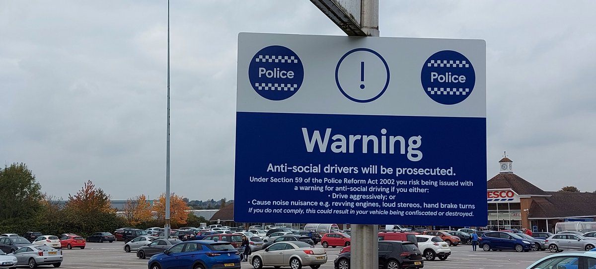 The Section 59 warning notices has been installed at Tesco in Meir. This does count as a first warning to drivers entering the premises, and could lead to your vehicle being seized under that act if your vehicle is used in a anti social manner. @StokeSouthNPT <a href="/Policingstoke/">Stoke-on-Trent Police</a>