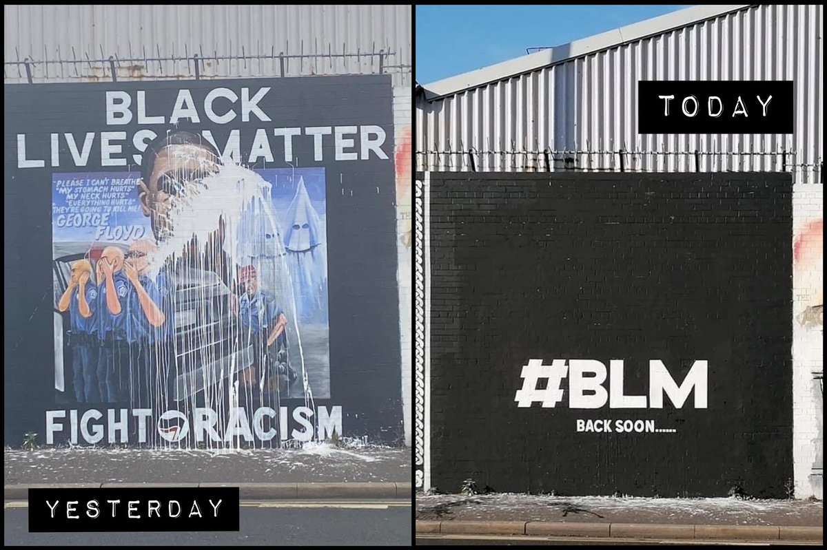 IrishUnity's tweet photo. When racists attack a mural in West Belfast, the community response is immediate and unequivocal 👏

#BLACKLIVESMATTER https://t.co/iCIh3nrrF5