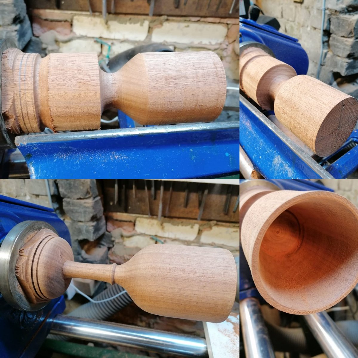TurquoiseIceuk's tweet photo. The different stages of woodturning. In this case the creation of a wooden goblet.... #woodturning #woodworking #woodcraft #wooden #nofilter #woodengoblets #handmadegifts #handmade #handmadeideas https://t.co/zgahwpULWT