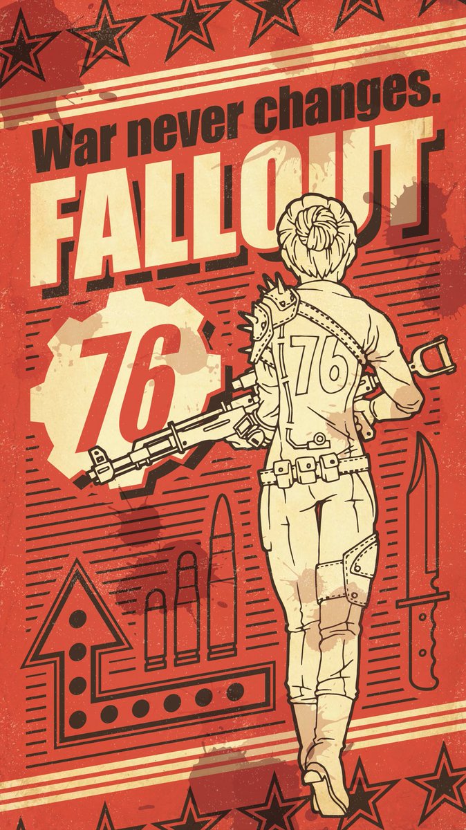 ℝ𝕠𝕔𝕜𝕪 Vault76監督官の壁紙を作りました 保存 使用はご自由にどうぞ 1 2枚目はiphone8サイズです 3 4枚目はpc壁紙サイズです Fallout76 フォールアウト76