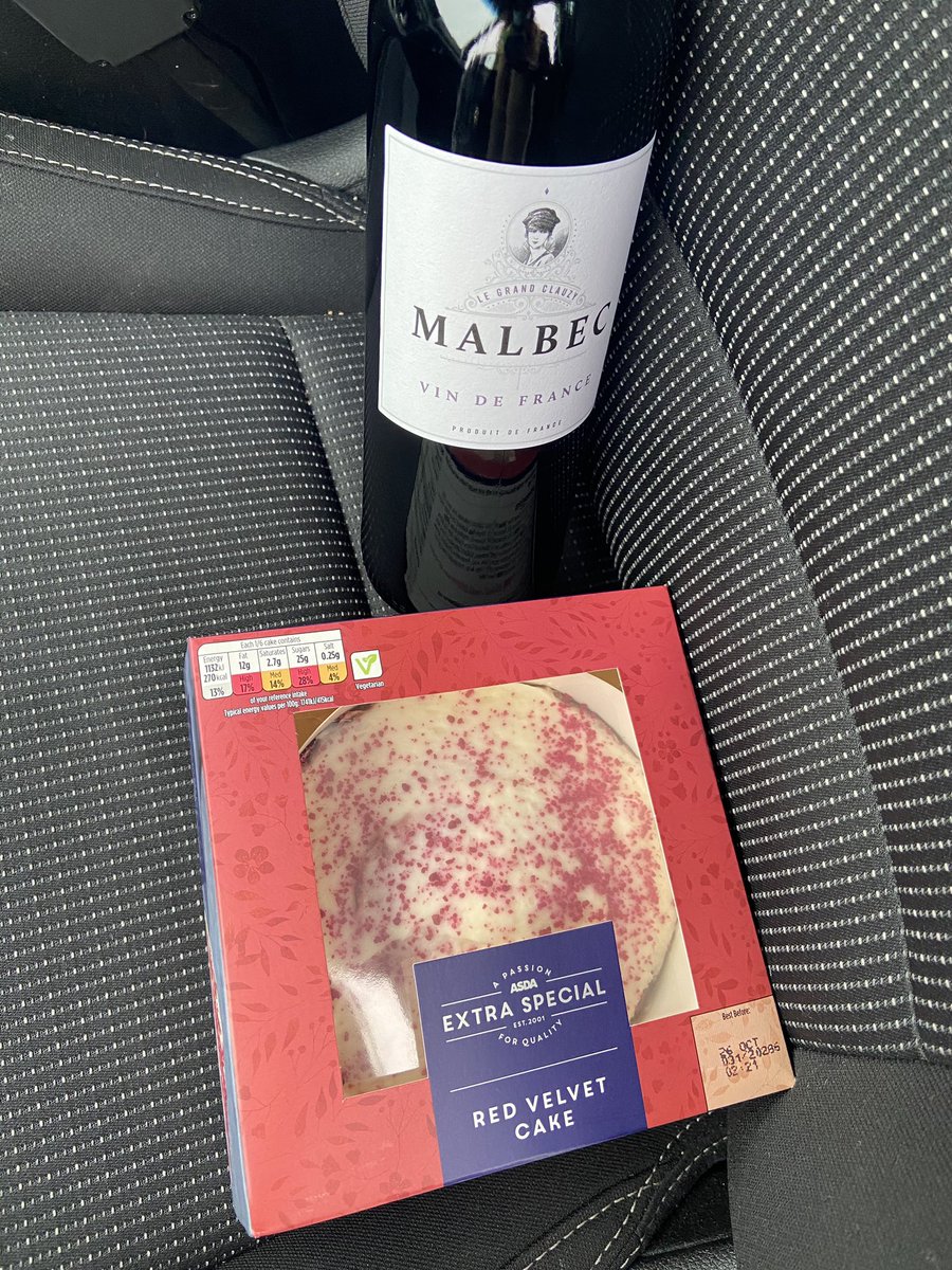 Cashier at <a href="/asda/">Asda</a> Colne: “It’s been ridiculous, people are panic buying again.”

Me: “I’m sorted.”
#letthemeatcake #panicbuying #malbec #COVID19 #lancashirelockdown #tier3 #onlybuyessentials #asda