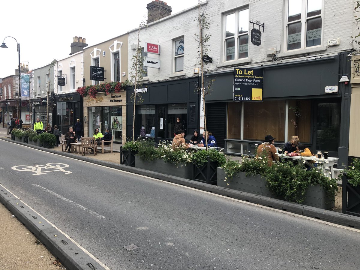 robertburns73's tweet photo. A really safe &amp; relaxed feeling around #BlackrockVillage today. With a people-centred approach to public space design we can: 
A. Provide safe, Covid-resilient urban areas
B. Ensure safe mobility for pedestrians, mobility-impaired, cyclists &amp; vehicles
C. Support the local economy https://t.co/8K8qzB4N4m