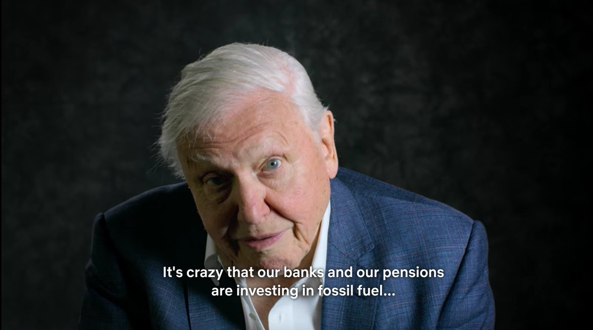 Nathan Benaich (@nathanbenaich) on Twitter photo Simple sad truth from David Attenborough: "It's crazy that our banks and our pensions are investing in fossil fuel when these are very things that are jeopardizing the future that we are saving for." Simple sad truth from David Attenborough: "It's crazy that our banks and our pensions are investing in fossil fuel when these are very things that are jeopardizing the future that we are saving for."