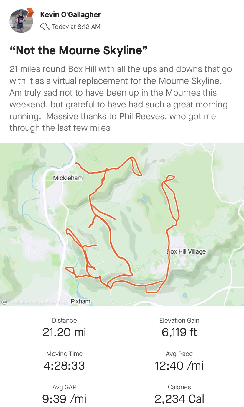 21 Miles From My Location Kevin O'gallagher On Twitter: "#Mymtr2020 Covid Cancelled The @Mourneskymtr  This Weekend. I Was Gutted Not To Get Home To Race And See Family, But 21  Miles And 1800M Elevation On And Around