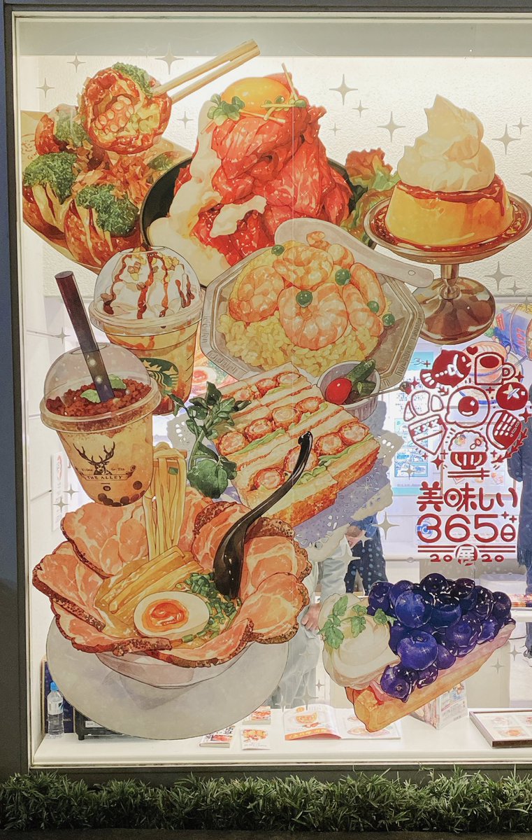 もみじ真魚先生の個展見てきました 高精細で大迫力の作品やウィンドウアートをじっ 富水イチのイラスト